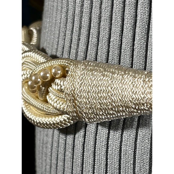 Vintage Women's Ivory Rope Braided Pearl Gold Metallic Belt 40" - Picture 3 of 11